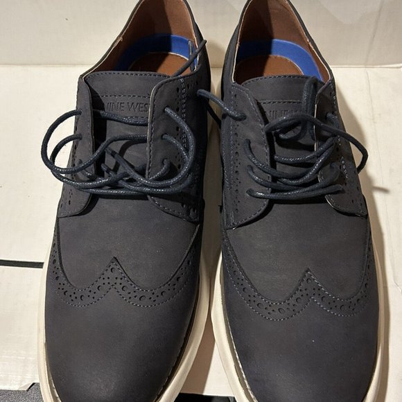 Nine West Men Sz 8.5 Jay Wingtip Oxford Shoes Blue Never worn - Dress Casual - Picture 4 of 5